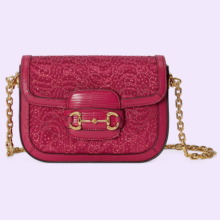 675801.FABCP.6473.001.065.0000.Light Gucci Horsebit 1955 GG crystal mini bag